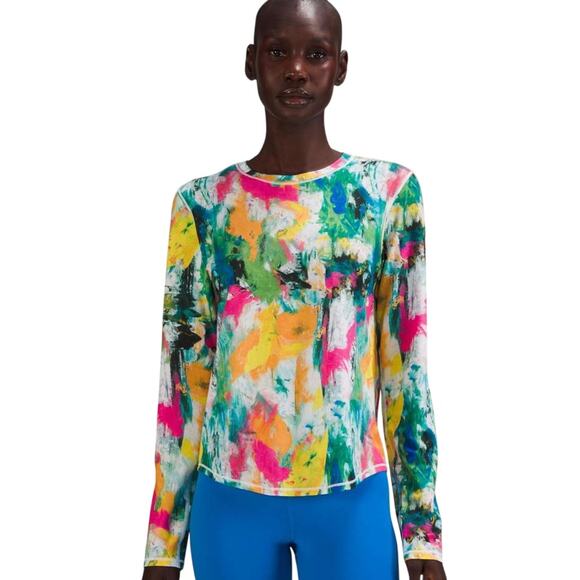 EUC Lululemon High-Neck Running Training Long Sleeve Shirt No Limits Multi Sz. 6 - Picture 2 of 4